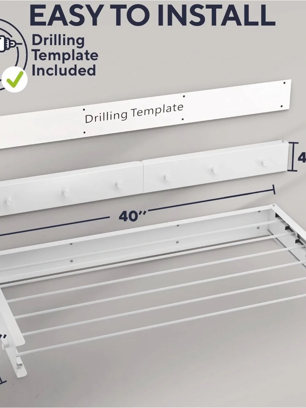 Wall-Mount Retractable Drying Rack in White